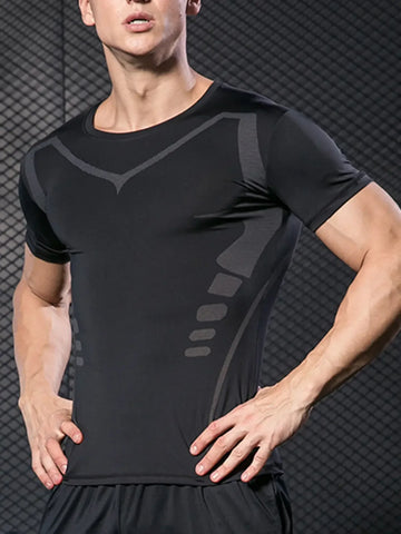 Men's Running Compression Shirts Short Sleeve Sport Gym Tees Fitness Quick Dry Sweatshirt Jogging Tracksuit Athletic Shirt Tops - Zen Fit Plus