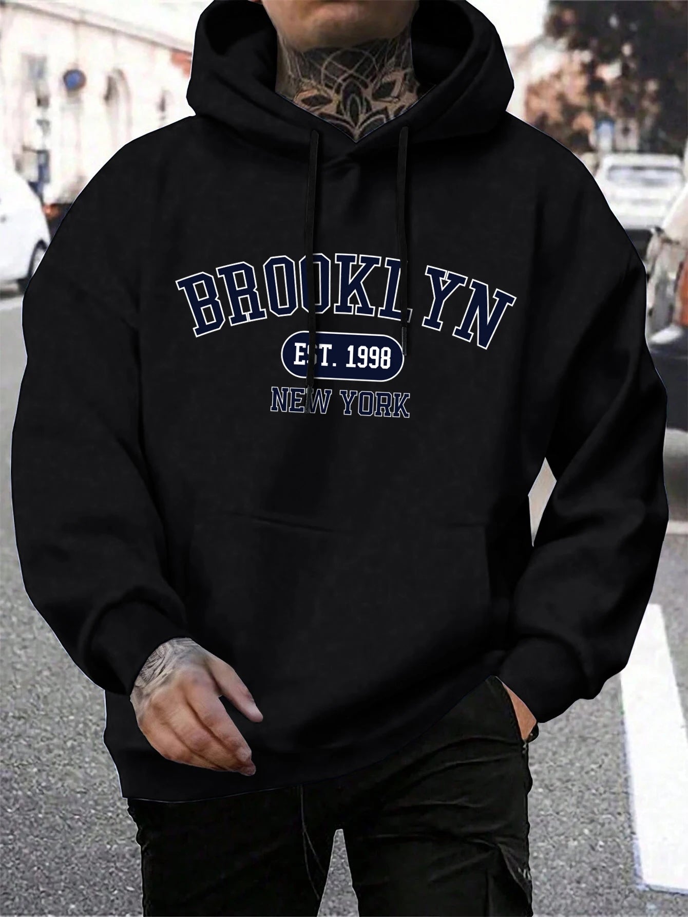 Brooklyn Est 1998 New York Printing Men Hoodies Harajuku Crewneck Hoodie Fashion Oversize Hoody Autumn Comfortable Tracksuit Zen fit plus