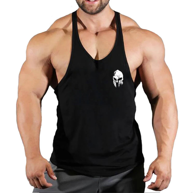 Men's solid color fitness trend print pattern loose thin belt vest breathable and comfortable sleeveless basketball vest Zen fit plus