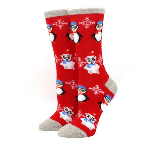 1 pair of Christmas tree, old man and reindeer fashion trend ladies Christmas medium cotton socks - Zen Fit Plus