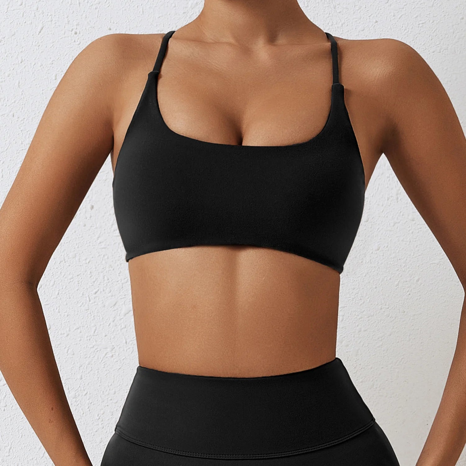 NCLAGEN Ladies Sports Bra Sexy Criss Cross Straps Back High Support Impact Yoga Underwear Running Fitness Gym Padded Bralette Zen fit plus