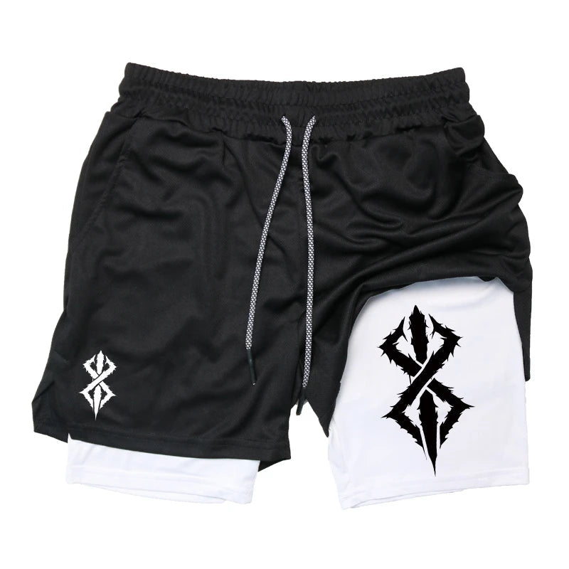 Summer Shorts for Men 2 in 1 Athletic Gym Workout Running Performance Shorts Print with Phone Pocket Quick Dry Breathable Zen fit plus