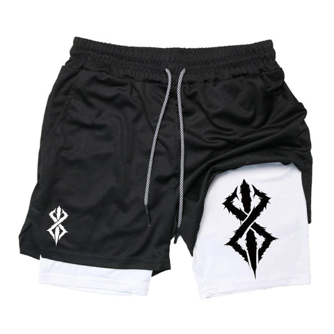 Summer Shorts for Men 2 in 1 Athletic Gym Workout Running Performance Shorts Print with Phone Pocket Quick Dry Breathable Zen fit plus