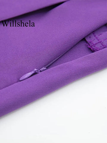 Willshela Women Fashion Solid Asymmetrical Side Zipper Skirts Shorts Vintage High Waist Female Chic Lady Shorts Zen fit plus