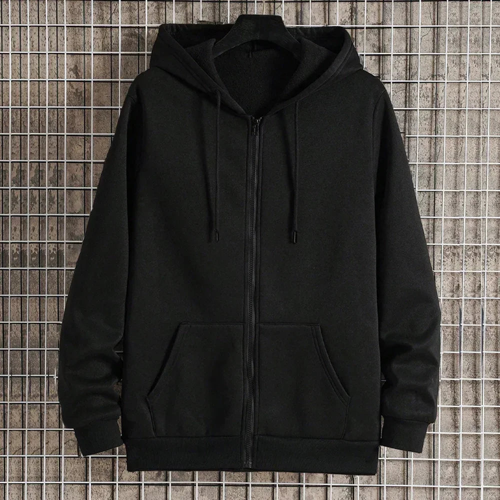 Men's Fleece Zip Up Hoodies Running Sports Sweatshirts Fashion Women Classic Casual Zipper Jackets Y2k Coats Hip Hop Streetwear Zen fit plus