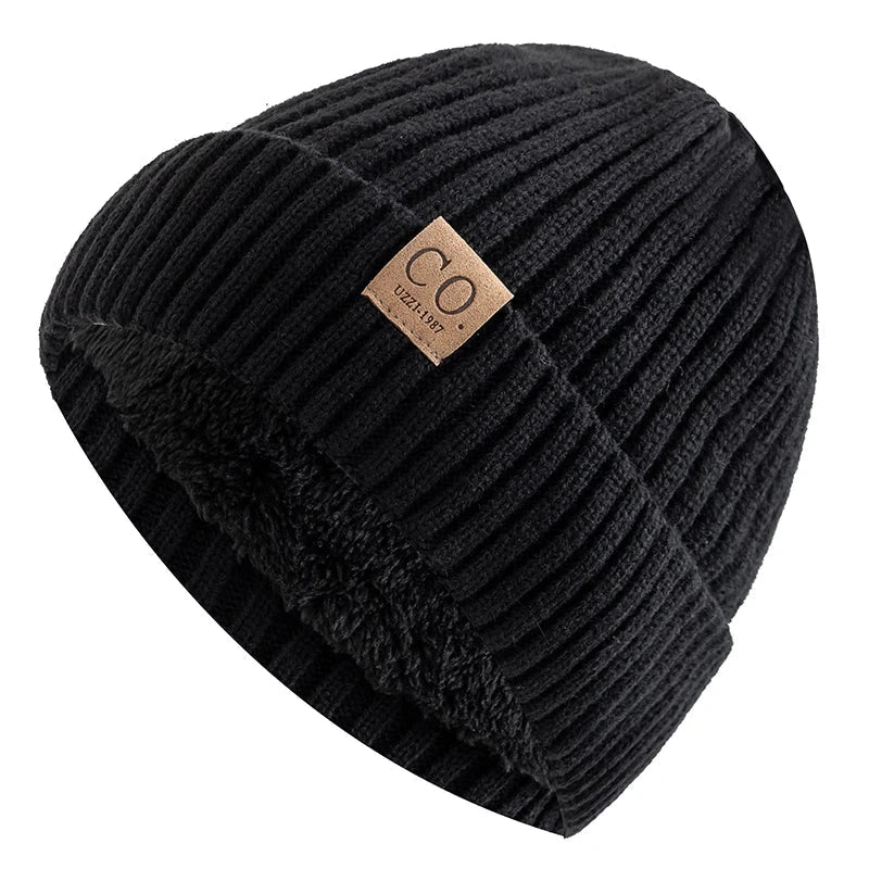 New Unisex Two-Tone Winter Hats Add Fur Lined Men And Women Fashion Warm Beanie Cap Casual Winter Knitted Hats Zen Fit Plus
