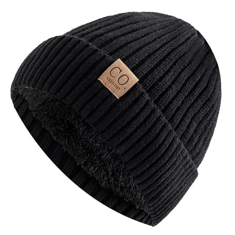 New Unisex Two-Tone Winter Hats Add Fur Lined Men And Women Fashion Warm Beanie Cap Casual Winter Knitted Hats Zen Fit Plus