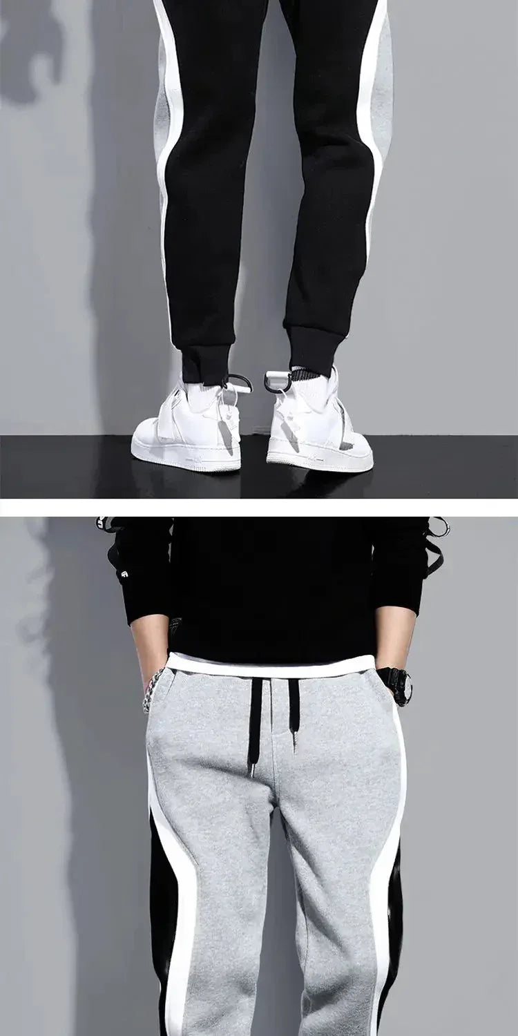 Autumn Men's Wide Loose Casual Pants Mens Patchwork Nine-point Sports Elastic Rope Breathable Tie-foot Trousers - Zen Fit Plus