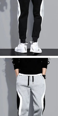 Autumn Men's Wide Loose Casual Pants Mens Patchwork Nine-point Sports Elastic Rope Breathable Tie-foot Trousers - Zen Fit Plus