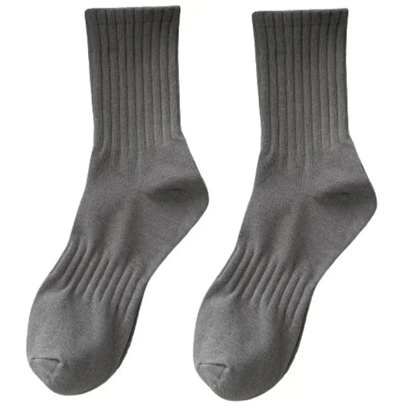 1/5 Pairs Thicken Cotton Men's Socks Solid Bottom Long Socks Black White Sport Socks Male Casual Harajuku Casual Basketball Sox Zen fit plus