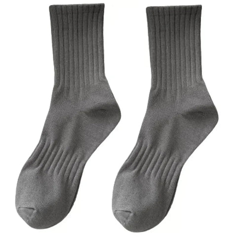 1/5 Pairs Thicken Cotton Men's Socks Solid Bottom Long Socks Black White Sport Socks Male Casual Harajuku Casual Basketball Sox Zen fit plus