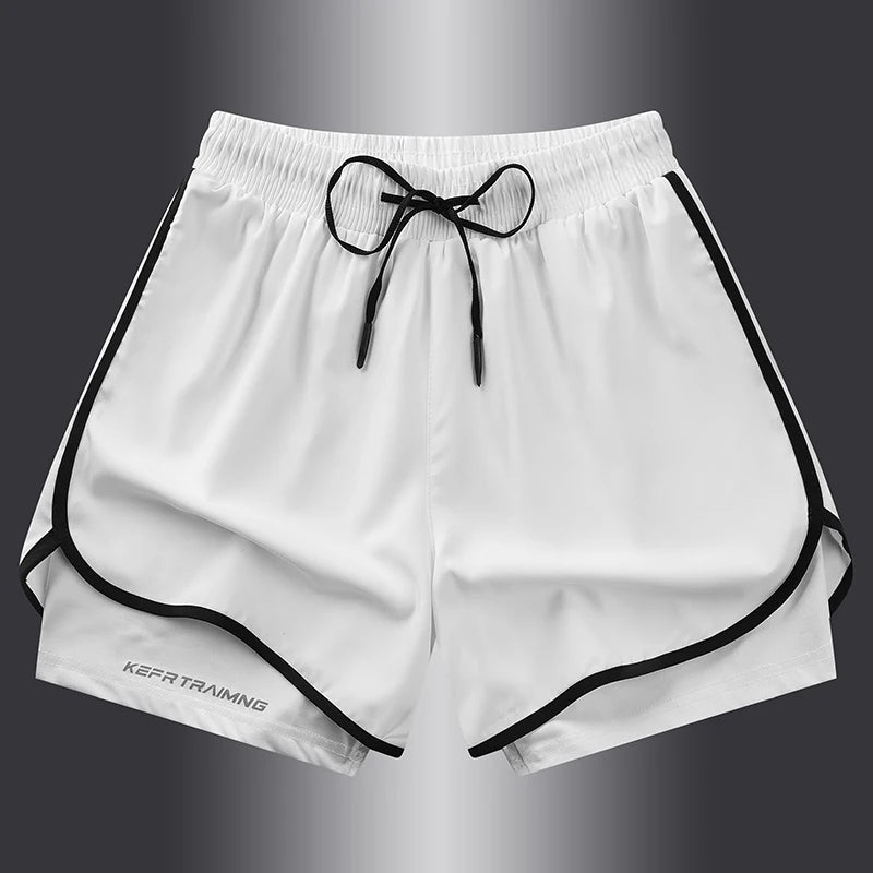 Fake two pieces of summer sports shorts, men's and women's quick drying three point running training itness lining American b Zen fit plus