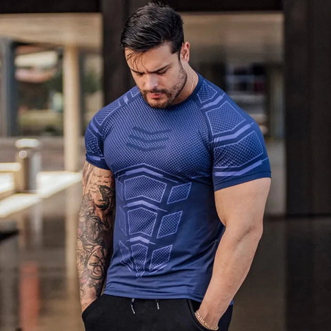 2024 Men Running Sports T-shirt Training Quick Dry Tight Short Sleeves Shirt Bodybuilding compress Fitness Tee Tops men Clothing Zen fit plus