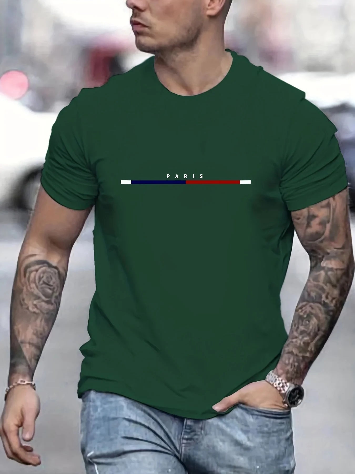 Paris Print Hoodies Tshirt  For Men Casual Autumn Winter Zen fit plus