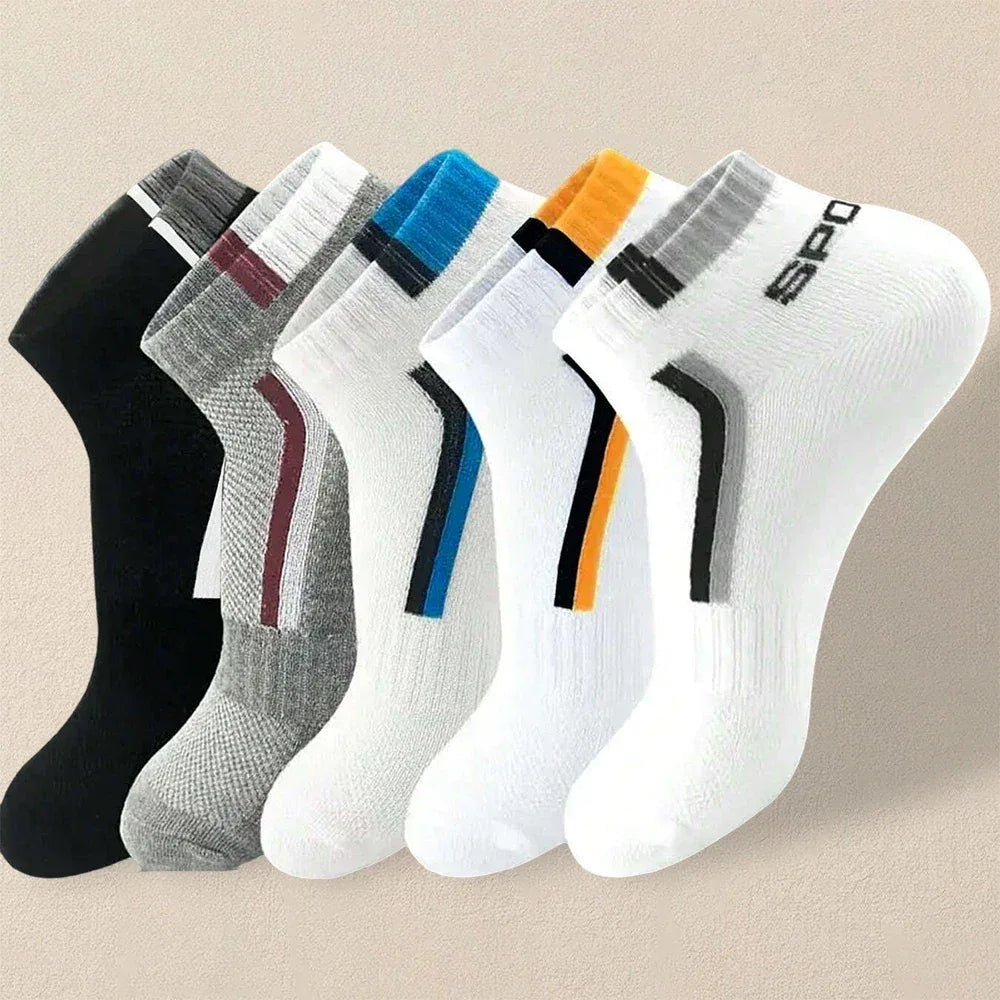 5 Pairs Men Summer Socks Trendy Fashionable Simple Versatile Men Ankle Socks Comfortable Lightweight Breathable Casual Socks - Zen Fit Plus