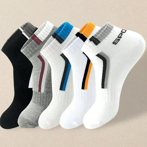 5 Pairs Men Summer Socks Trendy Fashionable Simple Versatile Men Ankle Socks Comfortable Lightweight Breathable Casual Socks - Zen Fit Plus