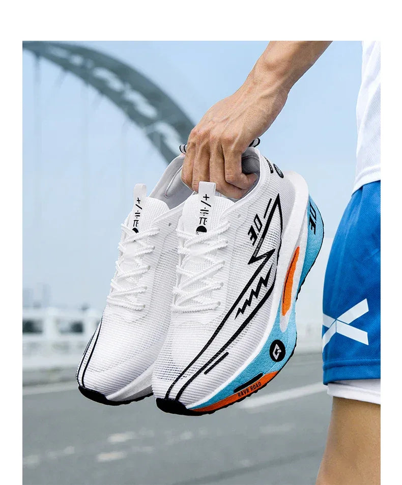 Men's Carbon Board Sneakers Anti-slip Cushioned Comfortable Racing Training Running Shoes Mesh Tennis Shoes Casual for Women - Zen Fit Plus