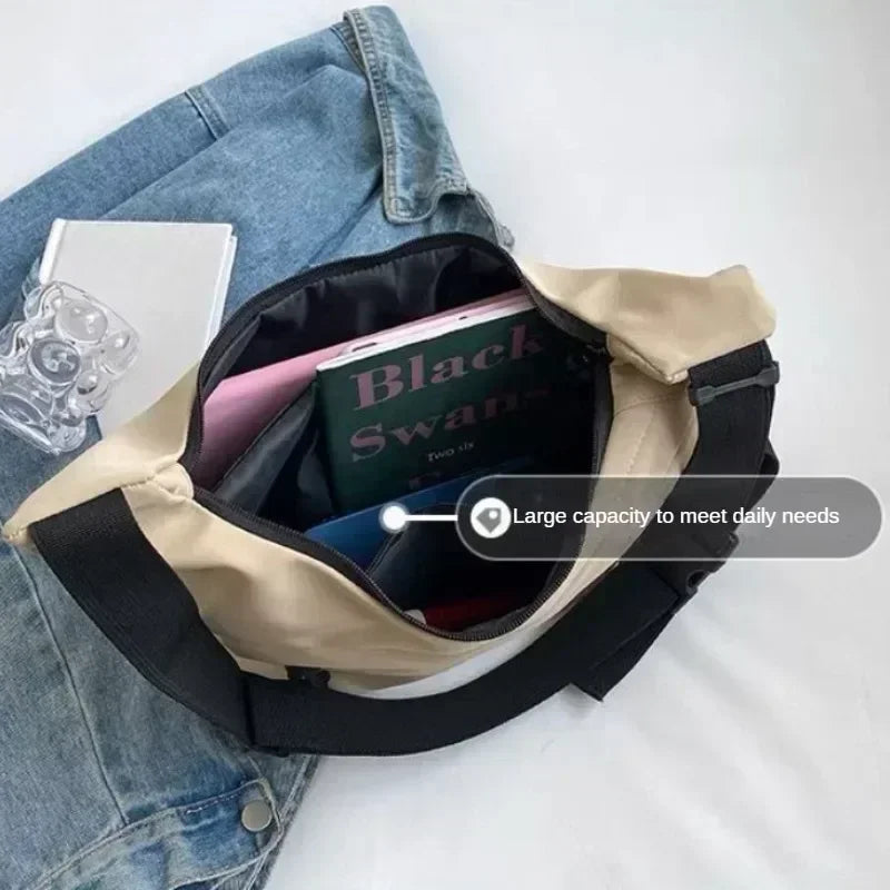 2024 Fashion High Capacity Solid Color Single Shoulder Totes Bag Nylon Hobos Crossbody Bags Solid Casual Zipper Women's Bags Zen fit plus