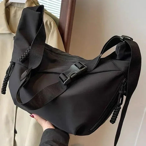 2024 Fashion High Capacity Solid Color Single Shoulder Totes Bag Nylon Hobos Crossbody Bags Solid Casual Zipper Women's Bags Zen fit plus