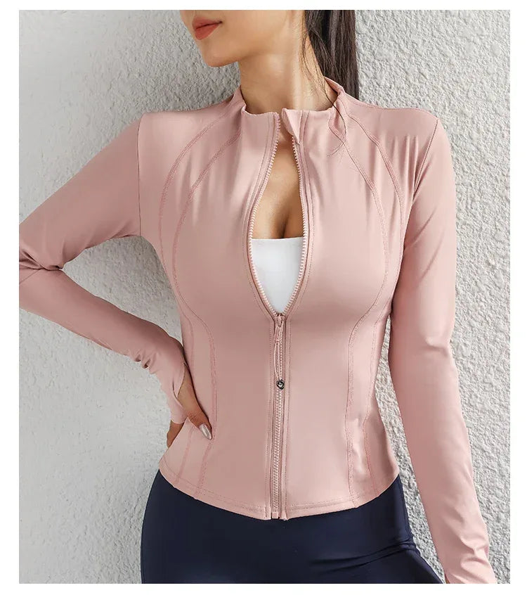 Women Yoga jacket Gym Wear zipper long sleeve fitness woman Jackets Coat - Zen Fit Plus
