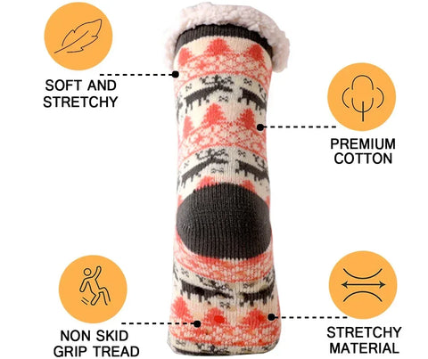 Winter Warm Socks Women penguin Plush Soft Female Non Grip Floor Slippers Short Sock Fuzzy Fluffy Deer Elk Bear Christmas Gift - Zen Fit Plus