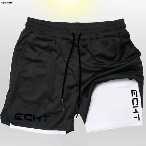 Running Shorts Men Fitness Gym Training 2 in 1 Sports Shorts Quick Dry Workout Jogging Double Deck Short Pant Zen fit plus