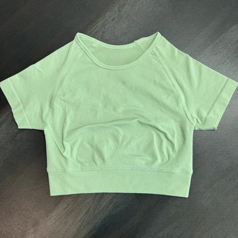 Impact Crop Top Women Short Sleeve Yoga Top Shirts Light Weight Gym Crop Top Seamless Sports Shirt Ribbed Crop Fit Zen fit plus