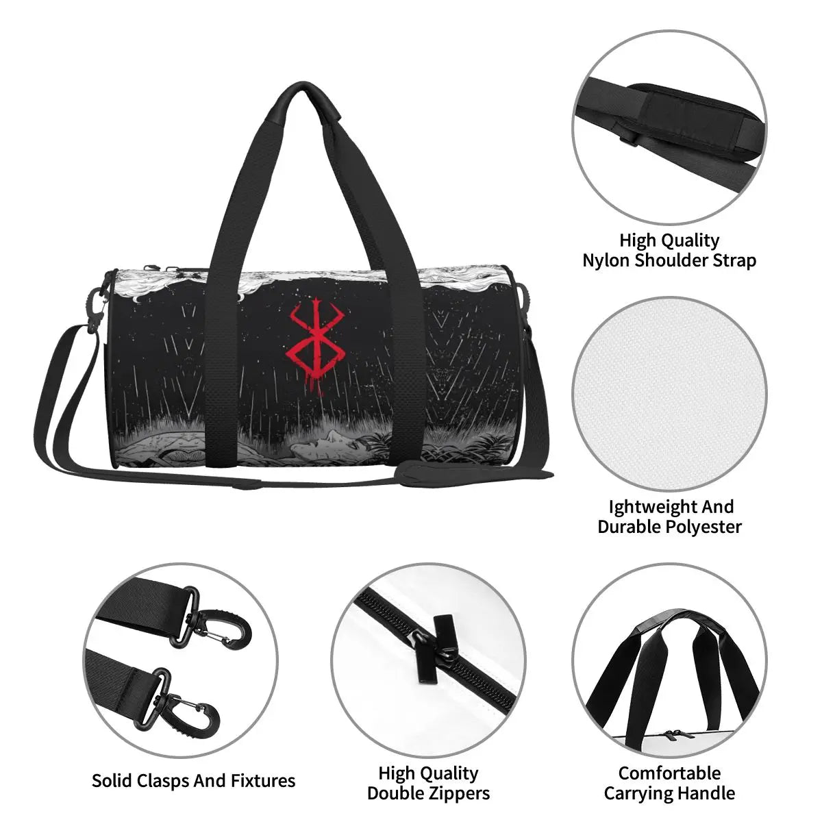 Japan Anime Bereserk Gym Bag Fashion Street Waterproof Sports Bags Large Capacity Travel Handbag Novelty Fitness Bag For Couple Zen fit plus