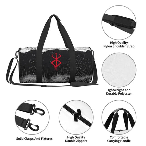 Japan Anime Bereserk Gym Bag Fashion Street Waterproof Sports Bags Large Capacity Travel Handbag Novelty Fitness Bag For Couple Zen fit plus
