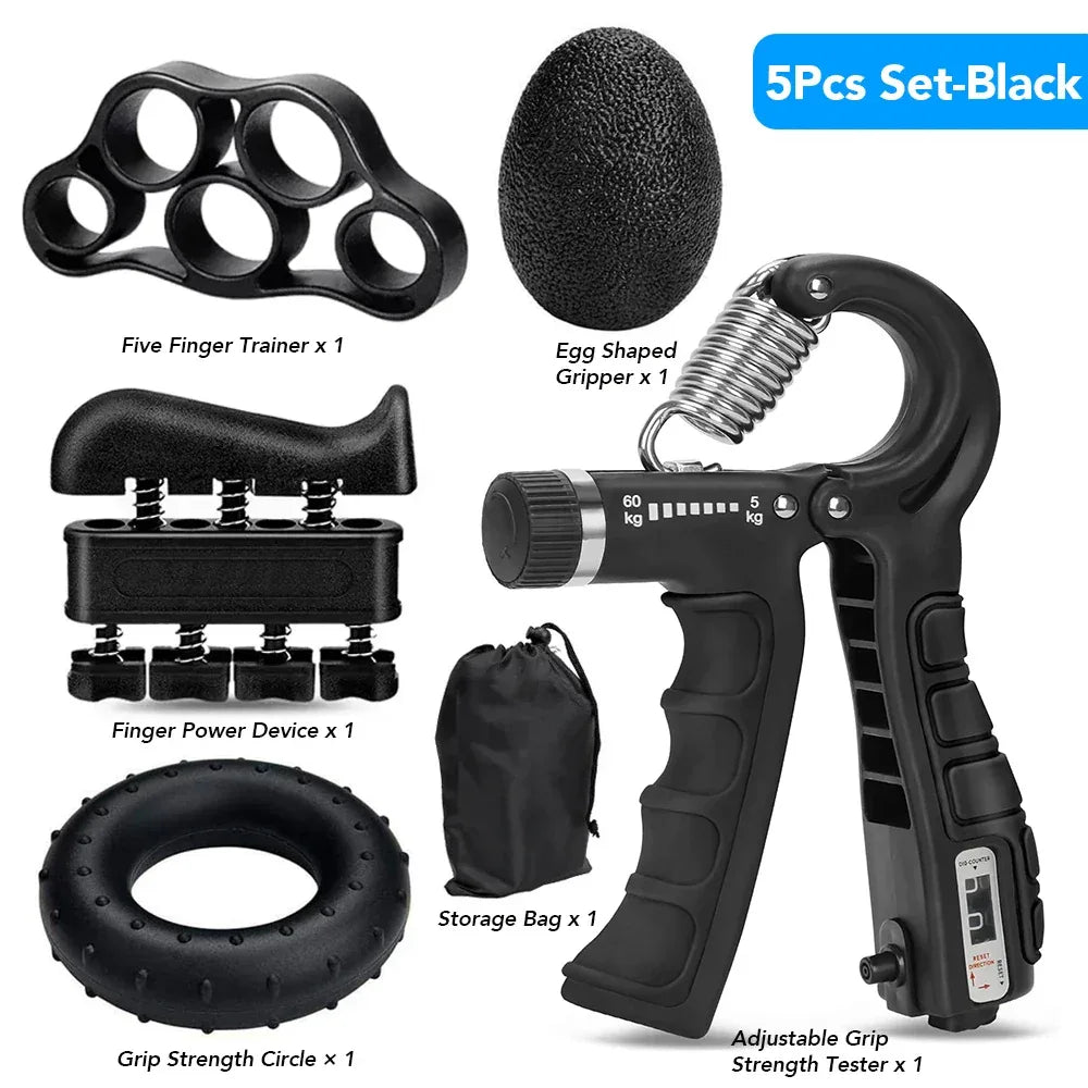 5-60Kg Adjustable Grip Strength Trainer with Finger Exerciser Hand Grip Strengthener for Muscle Building and Injury Recover - Zen Fit Plus