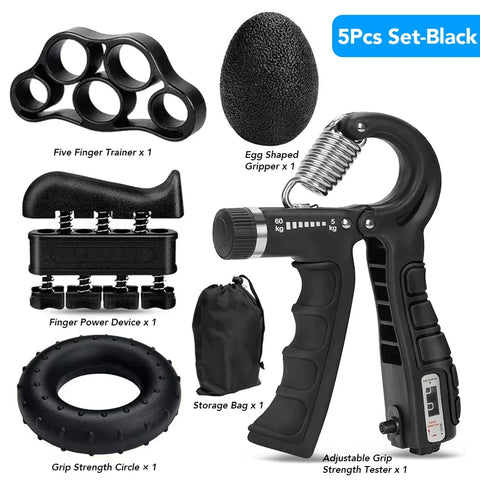 5-60Kg Adjustable Grip Strength Trainer with Finger Exerciser Hand Grip Strengthener for Muscle Building and Injury Recover - Zen Fit Plus