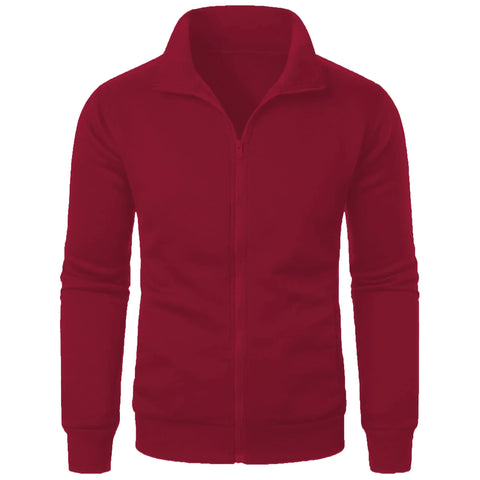 Men's casual sports zipper stand up collar jacket, men's solid color top - Zen Fit Plus