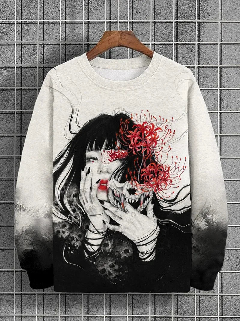 2025 Men's Animal Sweatshirts Long Sleeve Sweatshirt Crew Neck Fashion 3D Printed Japanese Art Prints Casual Sweatshirts Zen Fit Plus