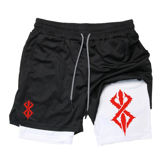 Summer Shorts for Men 2 in 1 Athletic Gym Workout Running Performance Shorts Print with Phone Pocket Quick Dry Breathable Zen fit plus