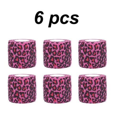 1/3/6 Pcs of Pink Leopard Print Tape Tattoo Handle Bandage Anti Slip Sports Non-woven Fabric Self-adhesive Elastic Bandage Zen fit plus