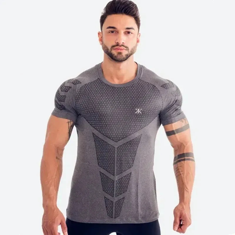 2024 Men Running Sports T-shirt Training Quick Dry Tight Short Sleeves Shirt Bodybuilding compress Fitness Tee Tops men Clothing - Zen Fit Plus