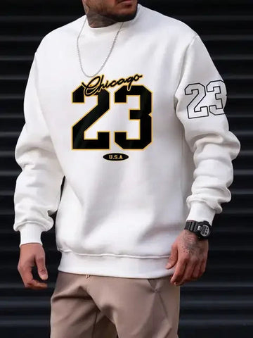 23 USA Art Letter Design Man Clothes Street Style Fleece Sweatshirts Autumn Casual Hoodies Fashionable Crewneck Pullovers Zen fit plus
