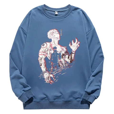 Jujutsu Kaisen Anime round Neck Long Sleeve Sweatshirt Unisex Cotton Printed T-Shirt Virtual Two-Dimensional Cultural Apparel Zen Fit Plus