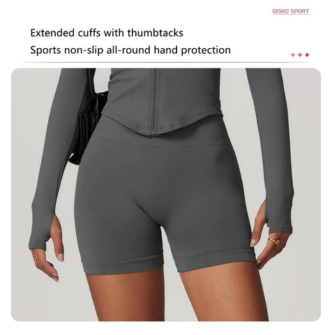 Hearuisavy Autumn Running Zipper Workout Jacket Women Long Sleeve Sportswear Gym Top Female Quick-Dry Yoga Clothing Sport Coat - Zen Fit Plus