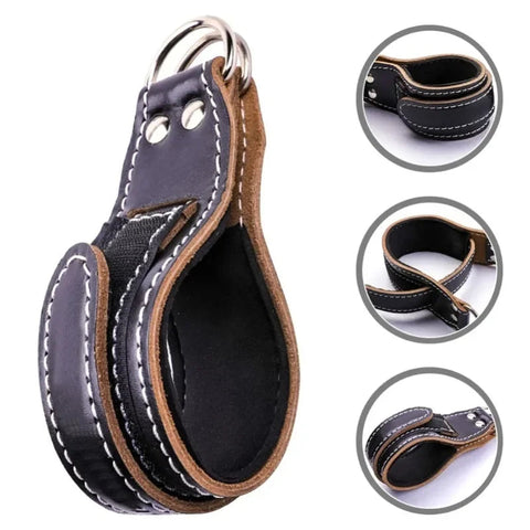 Adjustable Gym Shackles Cowhide Ankle Straps Fitness Cable Machines Workout Ankle Weights Training Straps Work on Hips and Legs Zen fit plus