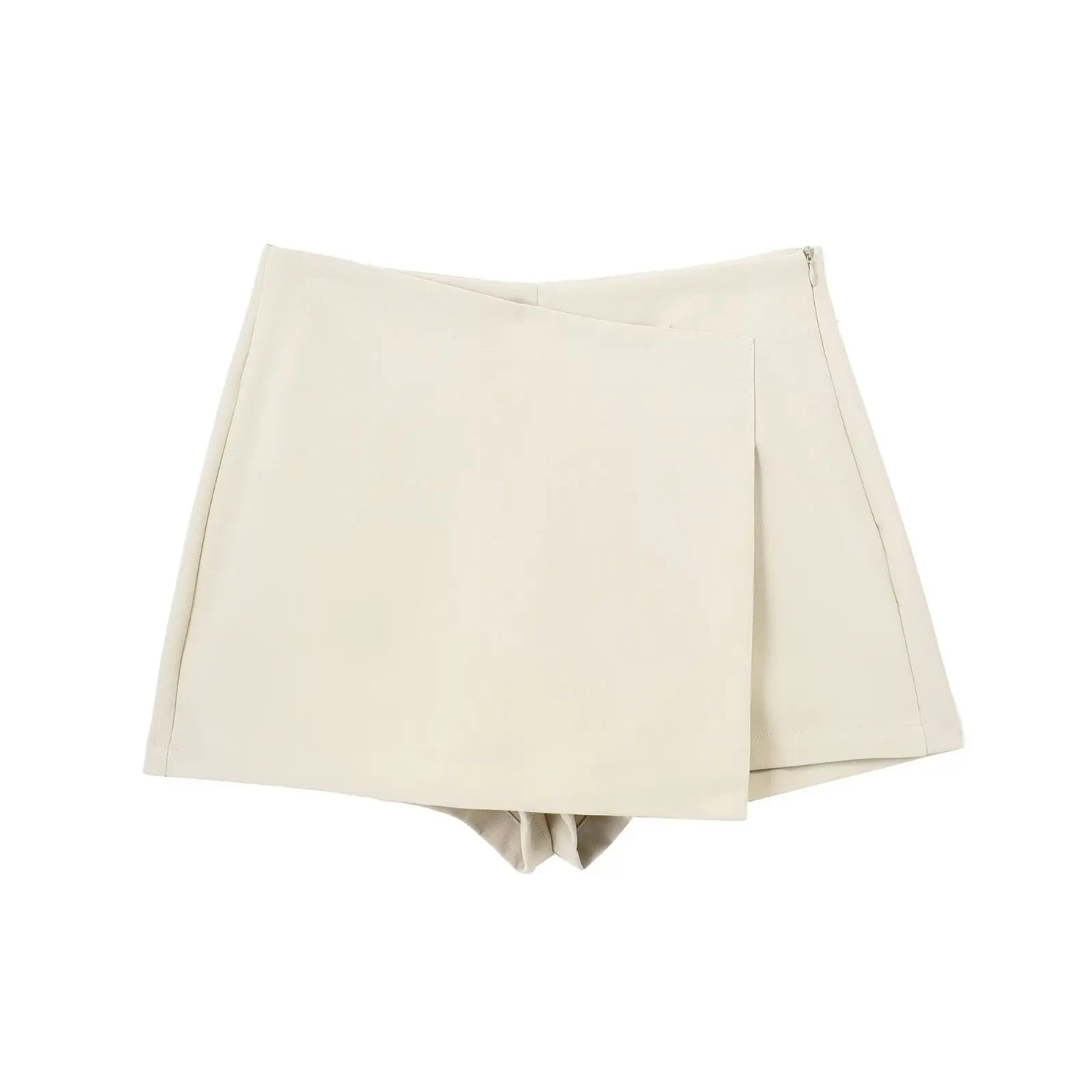 Willshela Women Fashion Solid Asymmetrical Side Zipper Skirts Shorts Vintage High Waist Female Chic Lady Shorts Zen fit plus
