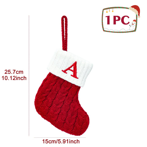 Christmas Socks Knitting Snowflake Letter Stocking Christmas Decoration 2025 For Home Xmas Tree Ornament Gift Navidad Natal 2026 - Zen Fit Plus