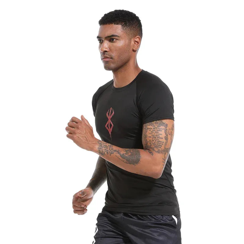 Men's Print Compression Shirts Summer Short Sleeve Rash Guard Gym Workout T-shirt Athletic Quick Dry Baselayer Undershirts Tops - Zen Fit Plus