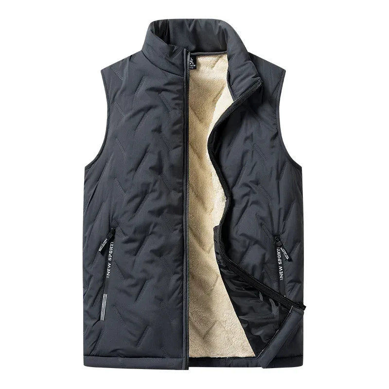 Autumn and winter fashion men's cotton vest jacket casual multifunctional plus size warm standing collar sleeveless men's top - Zen Fit Plus