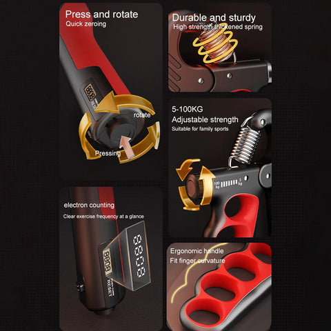5-100KG Grip Strength Trainer Wrist Expander Adjustable Resistance Fitness Gym Training Hand Gripper for Muscle Building Recover Zen Fit Plus