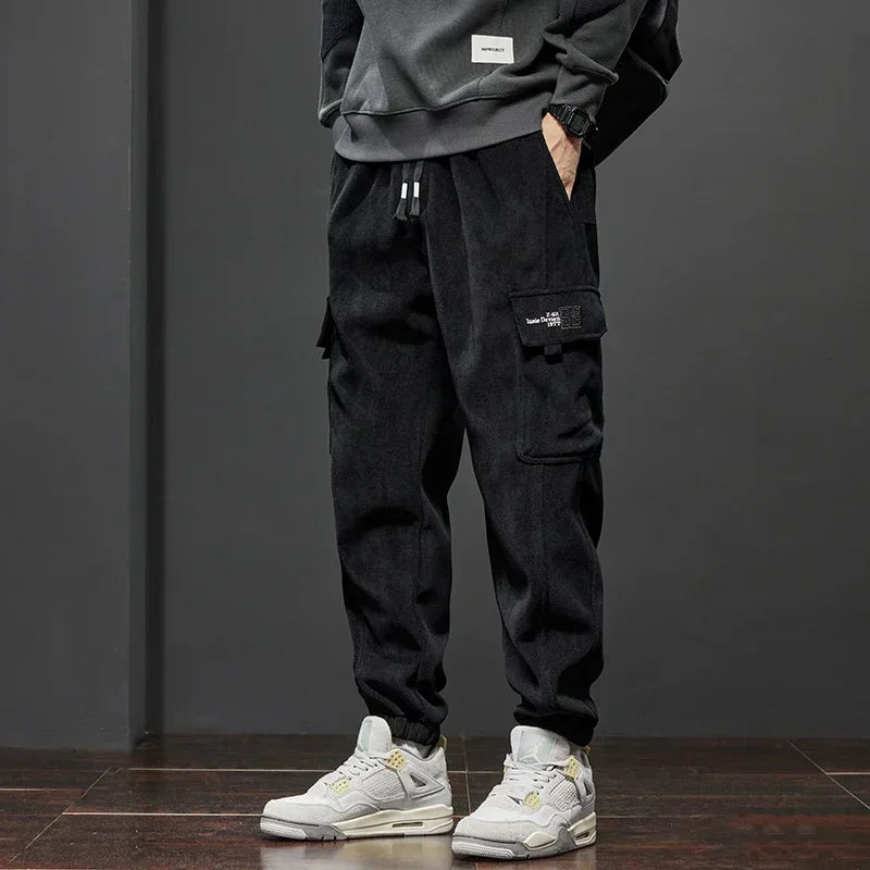 Spring Autumn New Style Elastic Waist Casual Pants for Men Stretch Straight Drawstring Harem Jogging Sports Long Pants Male Zen fit plus