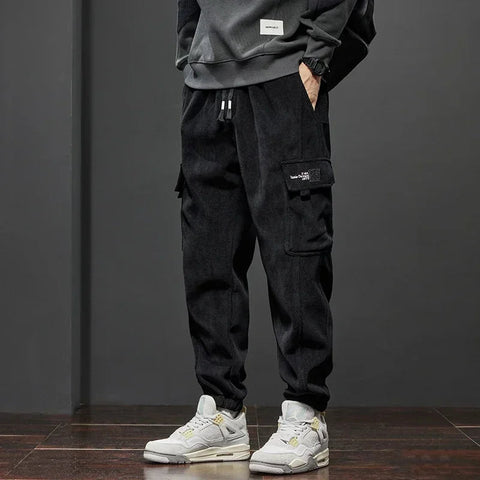 Spring Autumn New Style Elastic Waist Casual Pants for Men Stretch Straight Drawstring Harem Jogging Sports Long Pants Male Zen fit plus