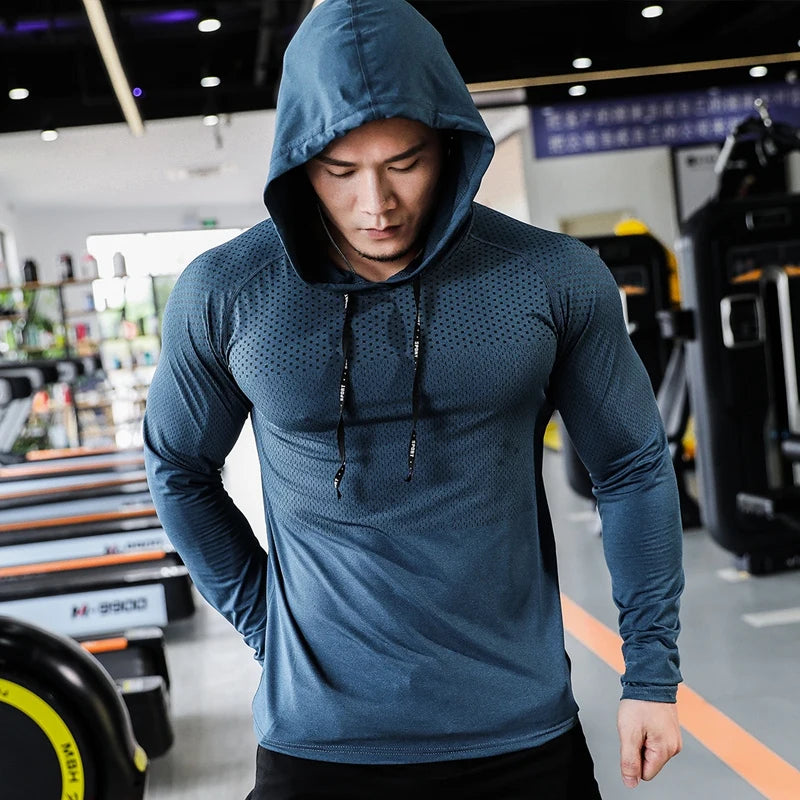 Mens Fitness Tracksuit Running Sport Hoodie Gym Joggers Hooded Outdoor Workout Shirts Tops Clothing Muscle Training Sweatshirt Zen fit plus