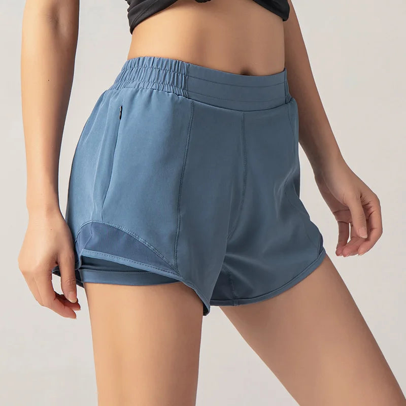 2024 Sport Shorts Women Sportswear Double-deck Running Shorts Yoga Bottoms Summer Gym Fitness Training Jogging Short Pants Zen fit plus
