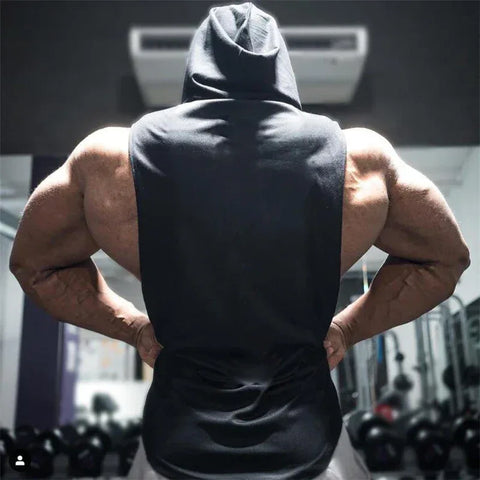 Summer Loose Sleeveless Hooded T-shirts Cotton Breathable Mens Sport Singlets Gym Bodybuilding Tank Tops Fitness Muscle Hoodie - Zen Fit Plus